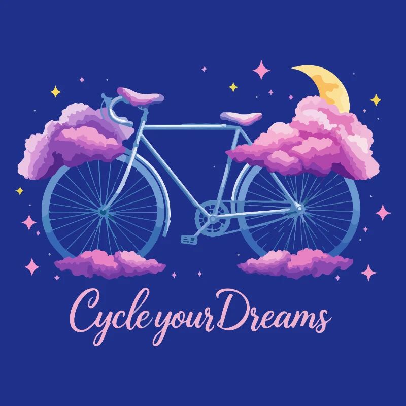 Conception de vélo nuage « Cycle Your Dreams » avec lune