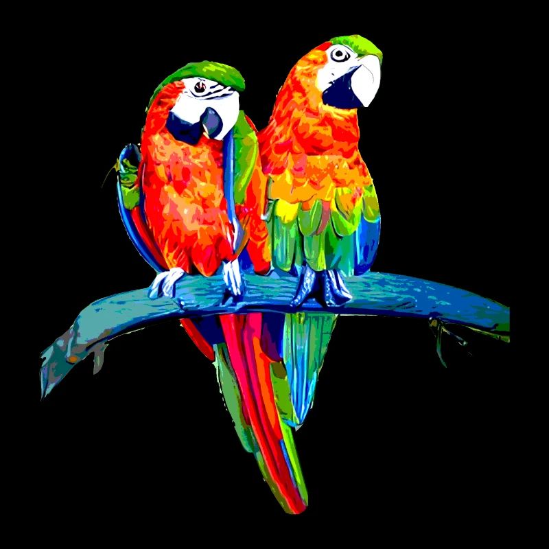Two macaw parrots on branch
