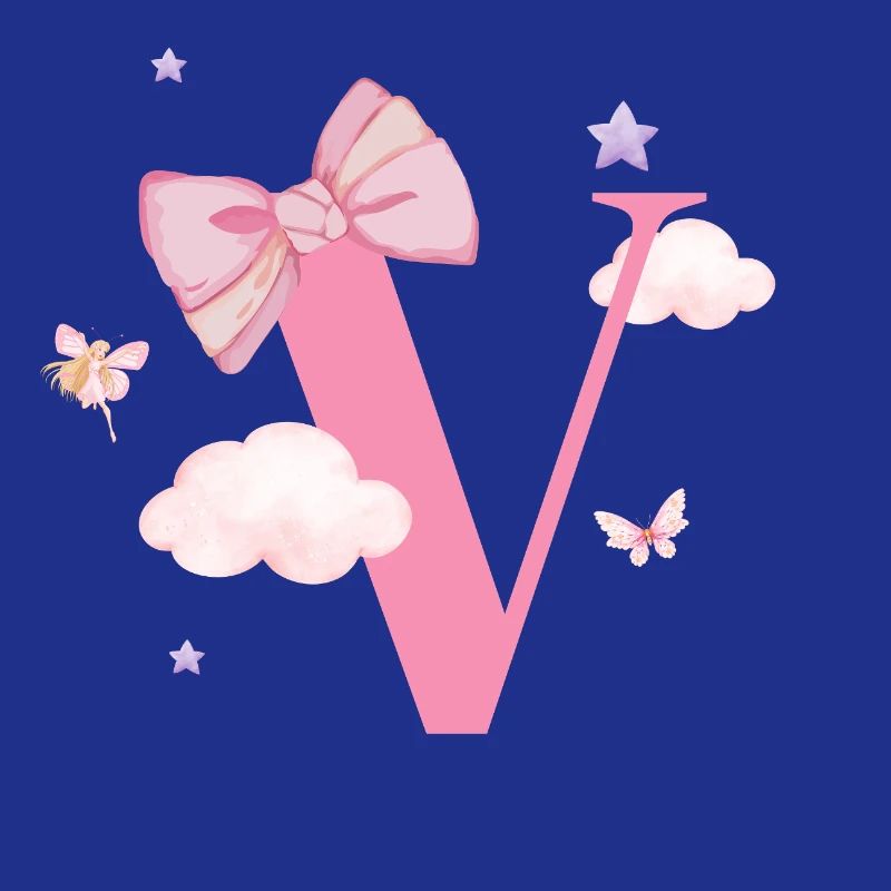 Letter v pink clouds