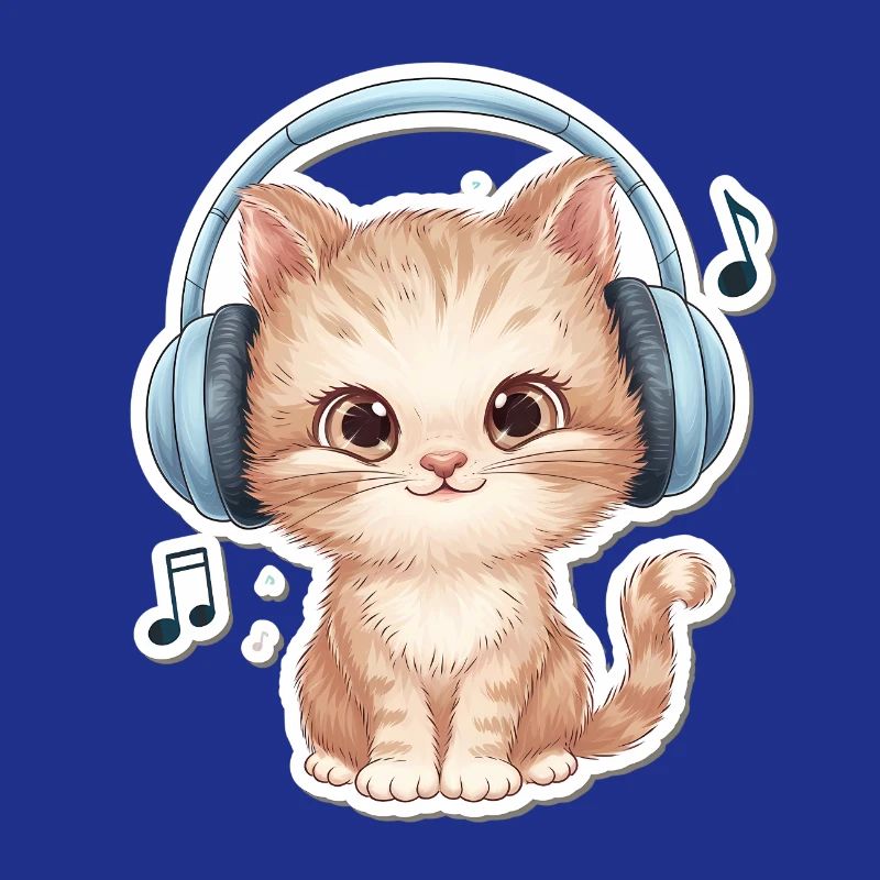 Süße Katze mit Doodle-Kopfhörern
