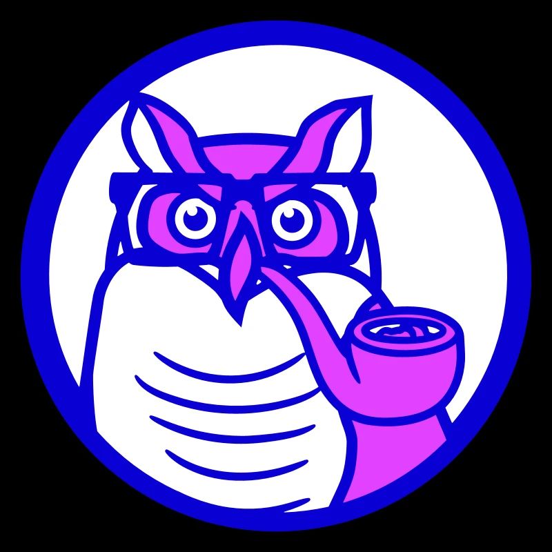 Eule Pfeife rauchen alter Opa Uhu Ast Baum Wald