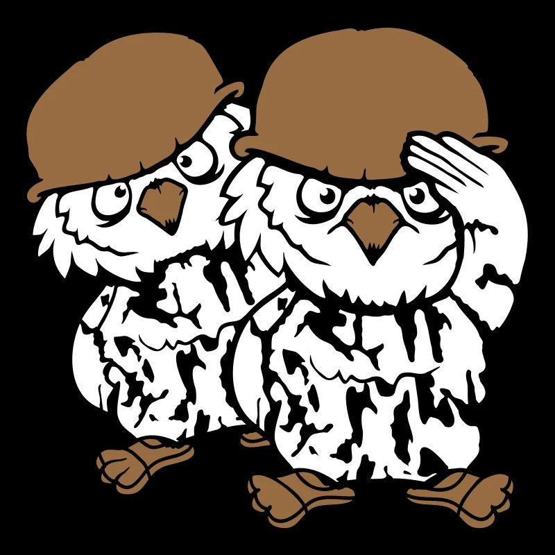 2 Eulen Soldat Militär Krieg Helm Armee zwei Team