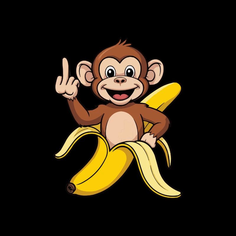 Frecher Affe mit Banane – Lustiges Cartoon Design