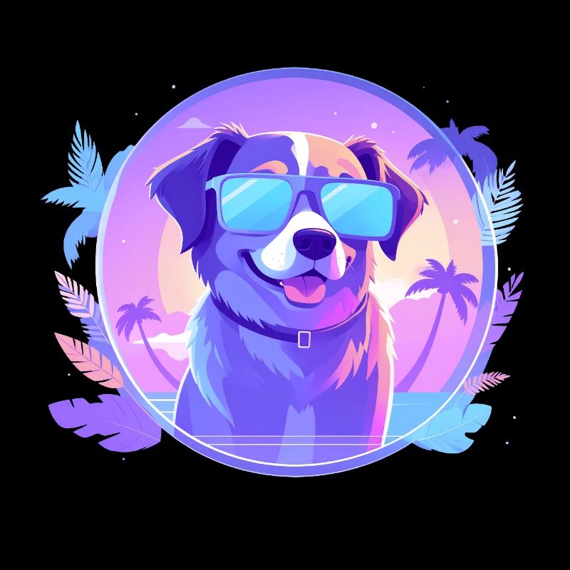 Cool Summer Vibes 80s Cyber Sunglasses Dog
