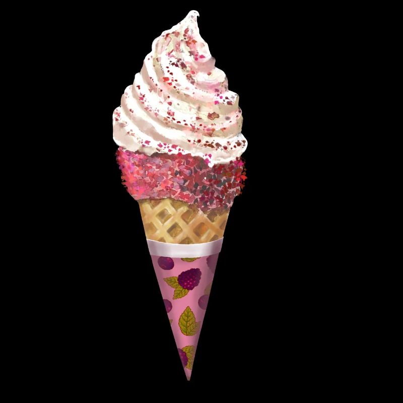 Ice cream cone Nice berry ice cream with toppings