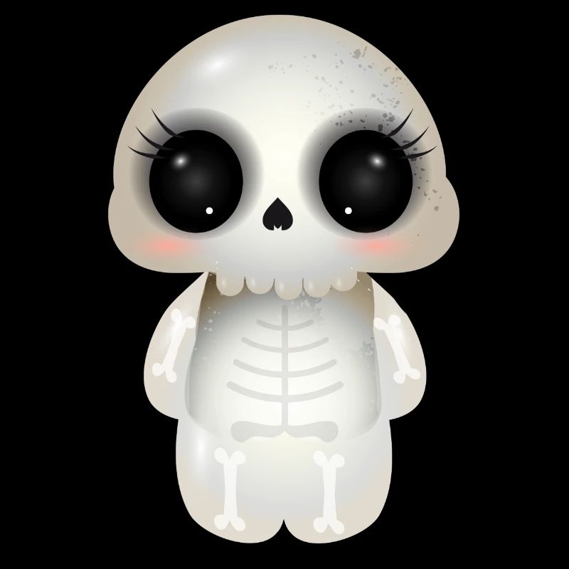 cute skull with dark eye sockets and eyelashes