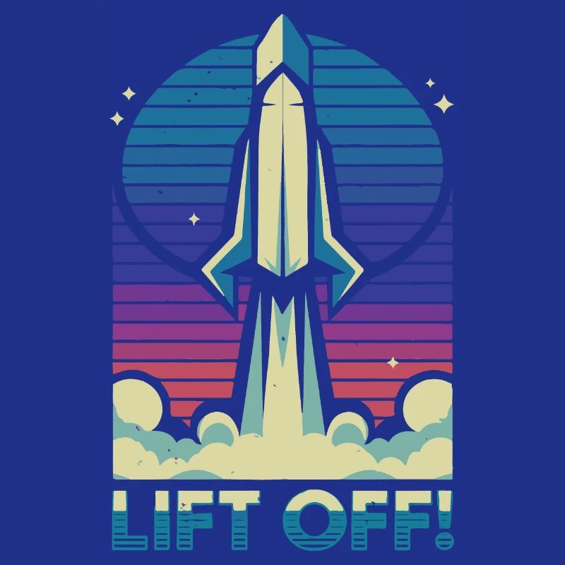 Retro Rocket Launch Illustration