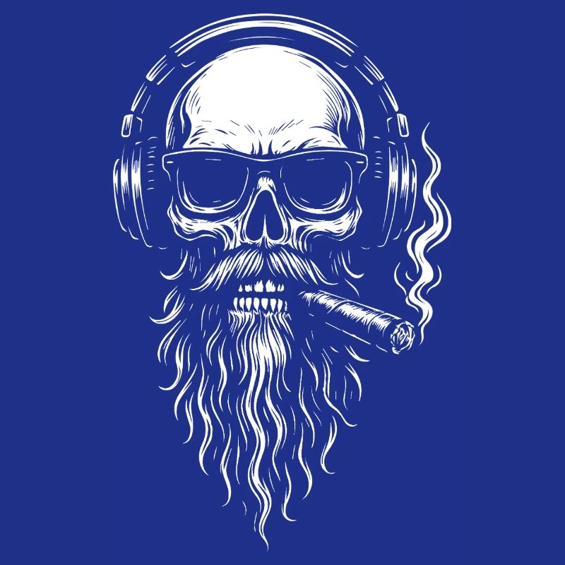 Monochrome Skull DJ with Beard