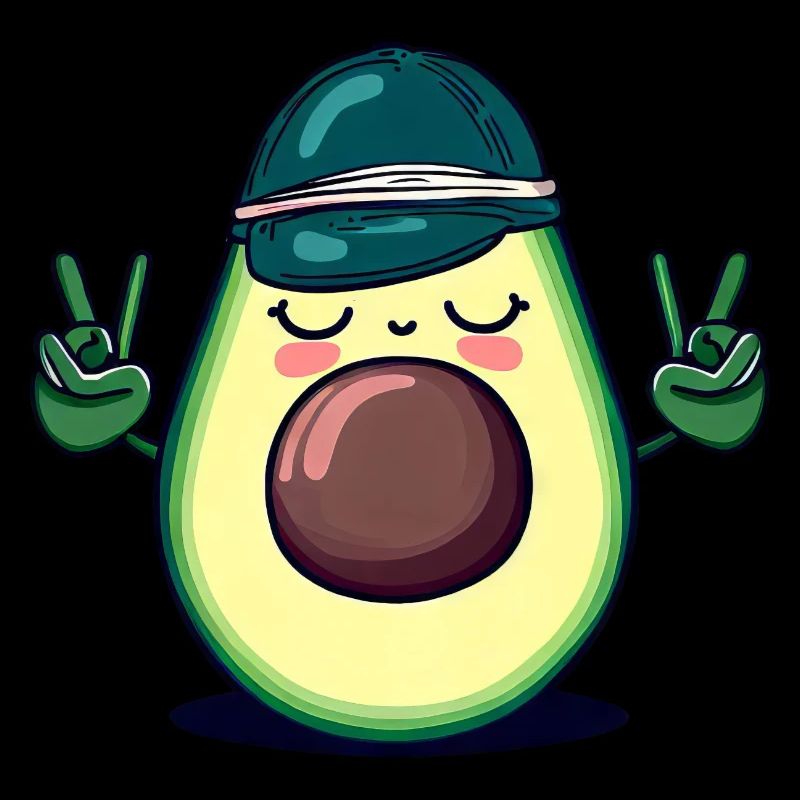 Hippie-Avocado mit Basecap - Coole Peace-Design