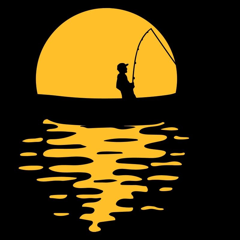 bateau soleil soirée pêcheur sport silhouette clipart h