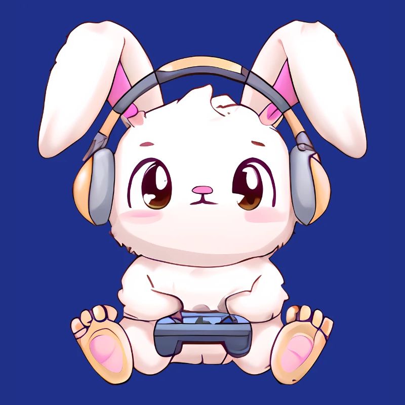 00271 Hase mit Kopfhörer und Controller