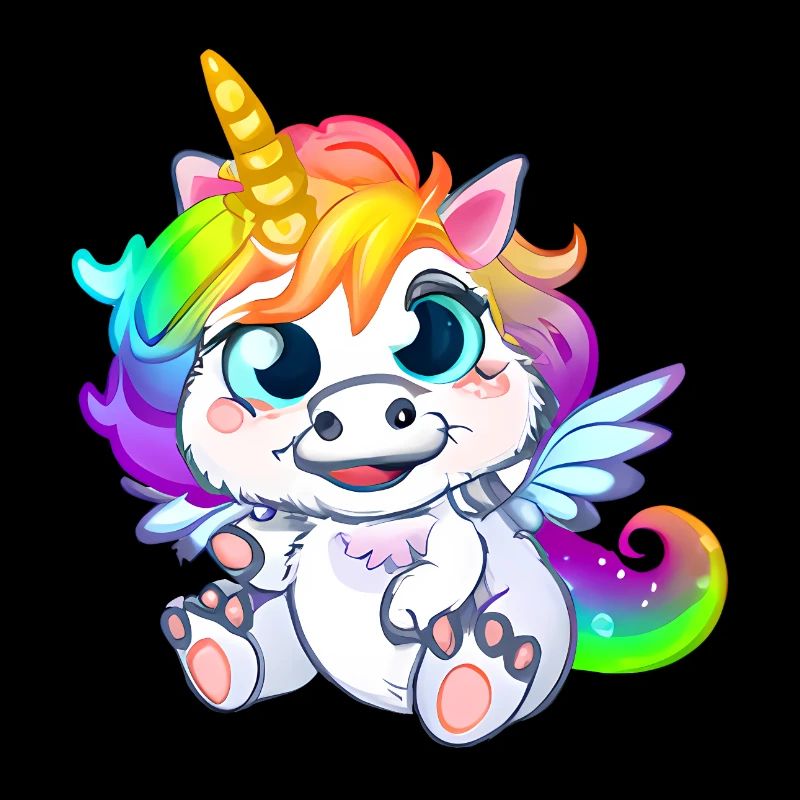 00264 flauschiges Einhorn Baby mit Regenbogenmähne