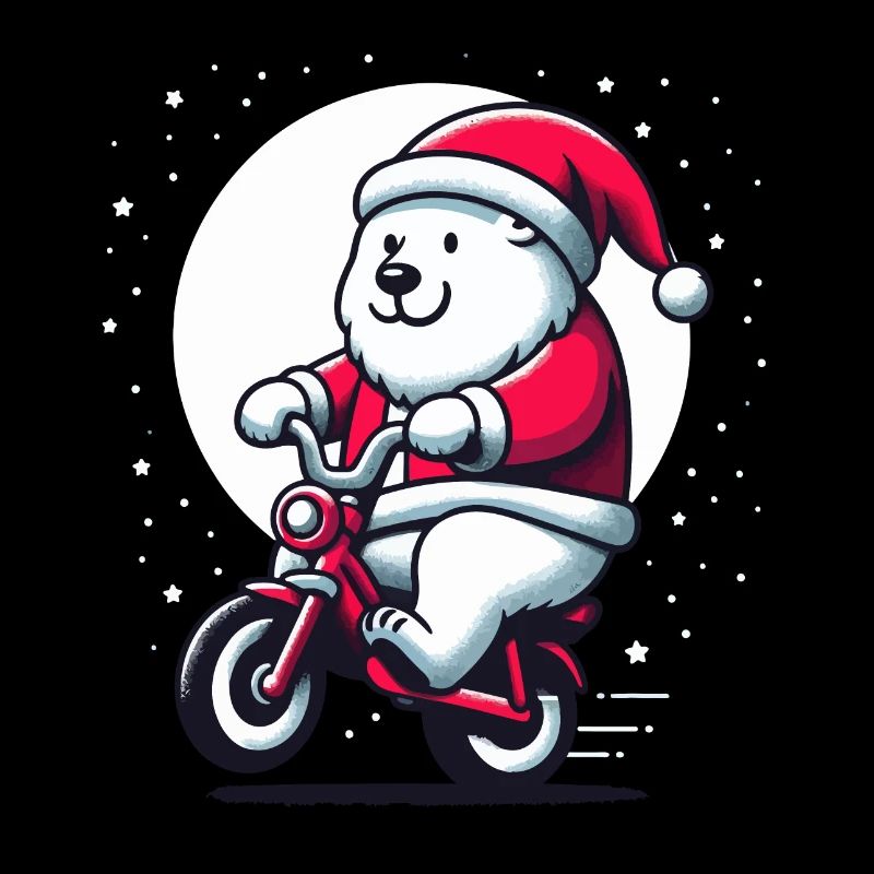 Ours Polaire de noël à vélo