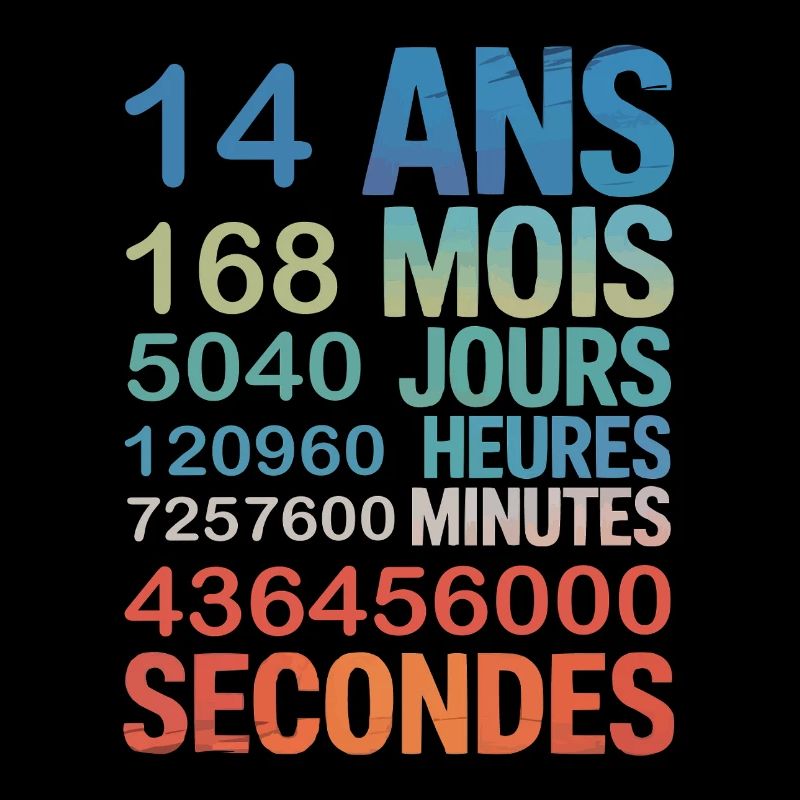14 Ans en Secondes – Design Anniversaire Original