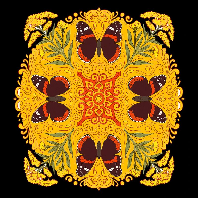 Mandala Papillon Amiral Rouge