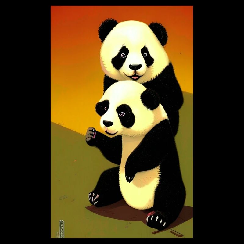 Panda cool portrait dessin gros plan cool