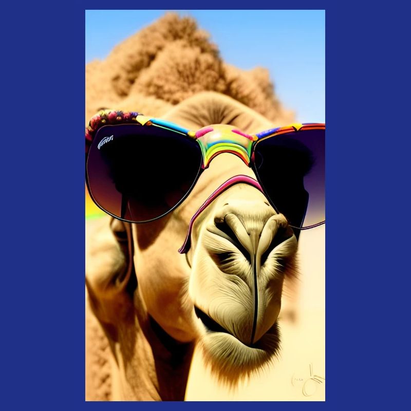 Coole Kamelurlaub Selfie Wüste Sonnenbrille Comic