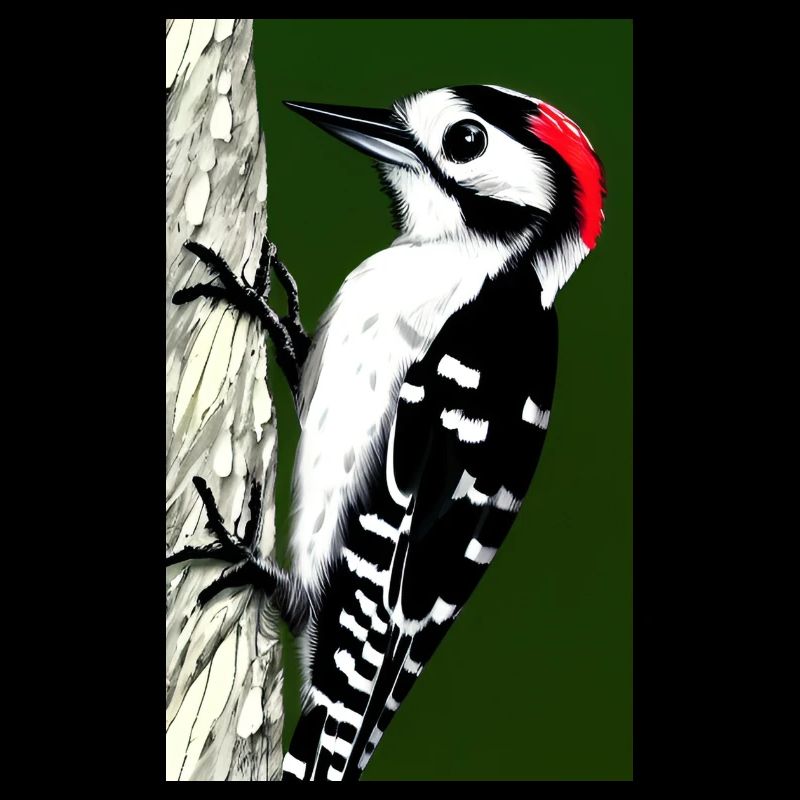 Pileated woodpecker red headed cool comic drawing