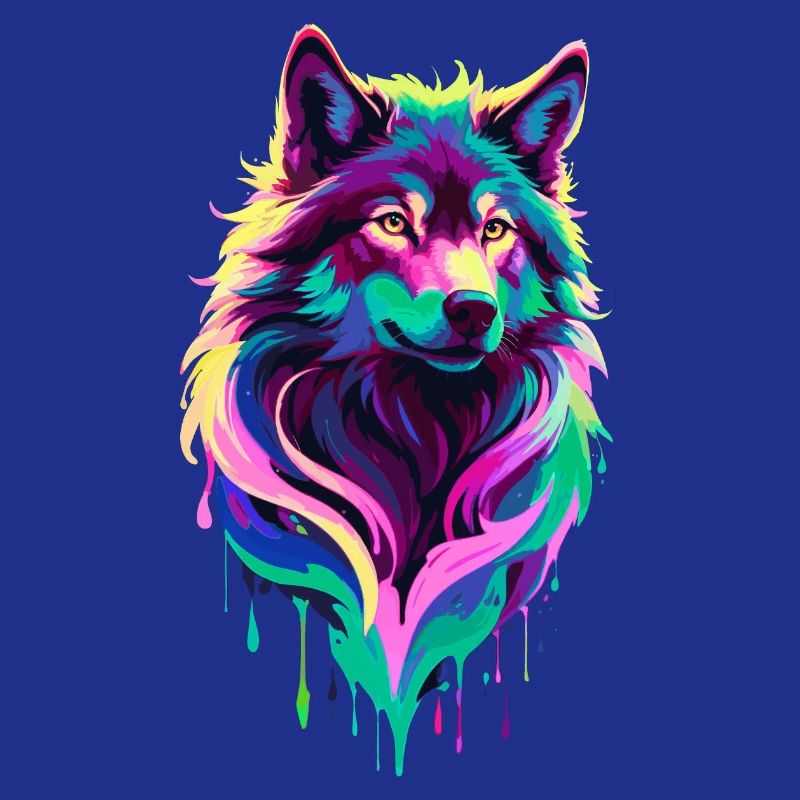 Farbenfroher Wolf Graffiti Wolfskopf