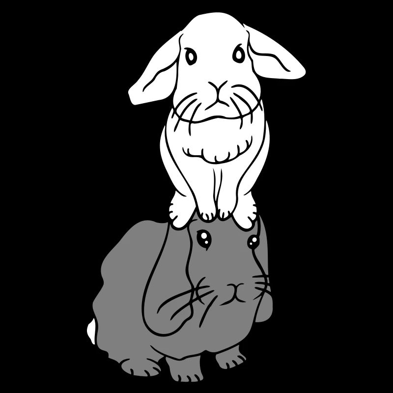 2 Hasen Freunde Team Crew Paar Zwei sitzt auf Kopf