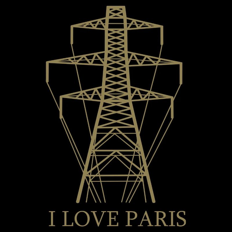 Strommast als Eiffelturm "I Love Paris" Satire