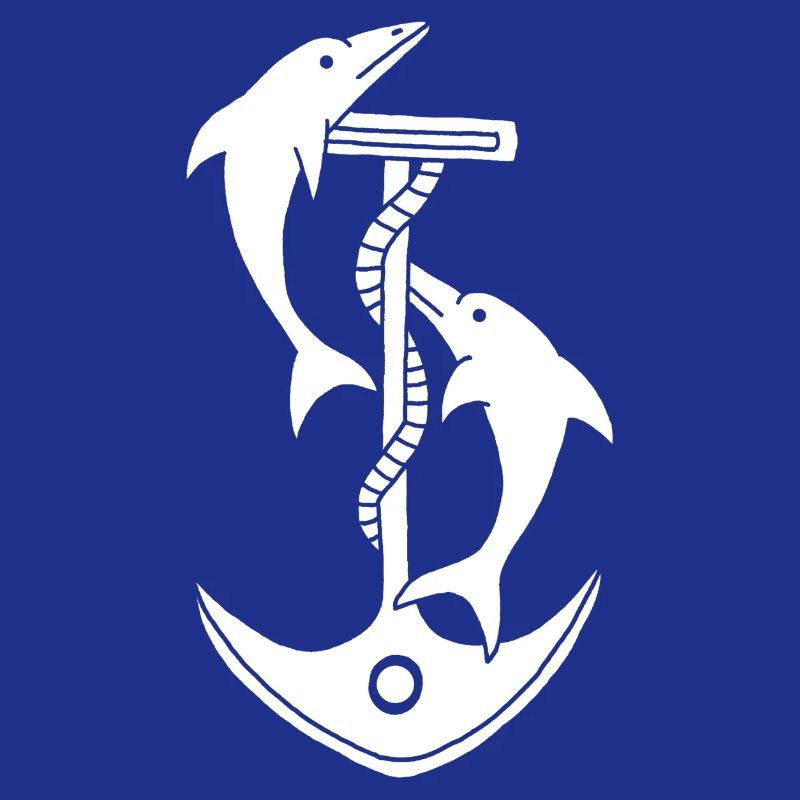 Ancre et dauphins (blanc)