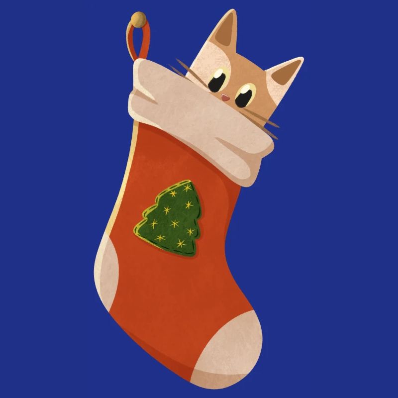 Chat en bas de Noël