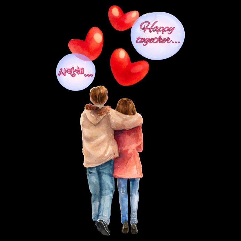 Heureux ensemble – Illustration romantique à l’aquarelle