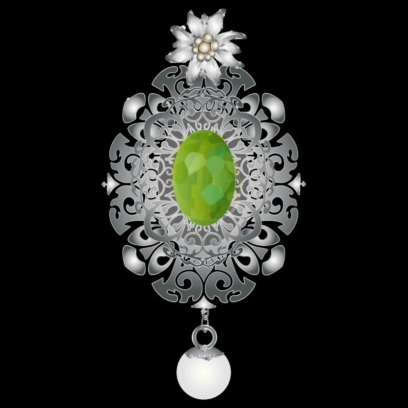 zeitlose Trachten Smaragd Brosche mit Perle