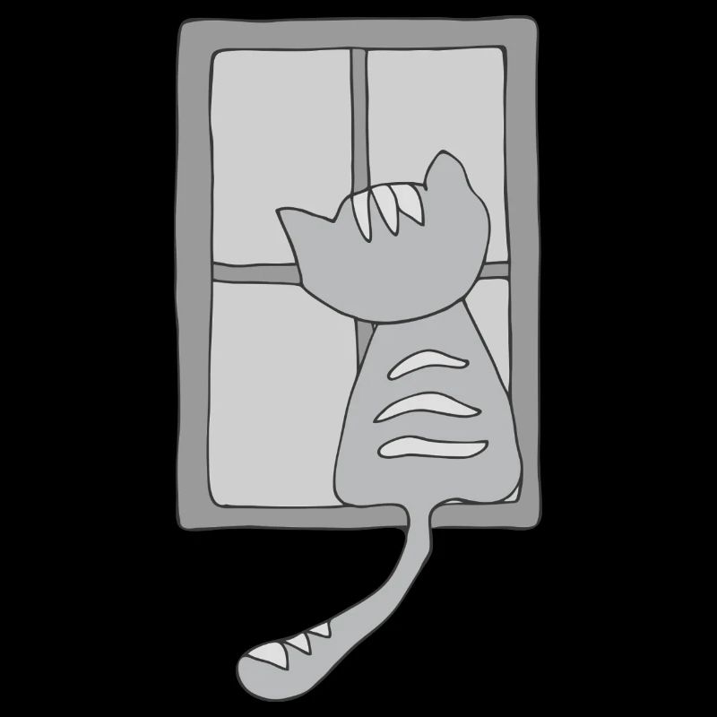 Chat à la fenêtre gris