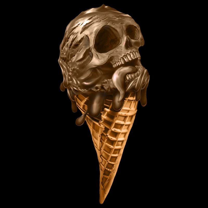 Glace molle avec crâne éthéré