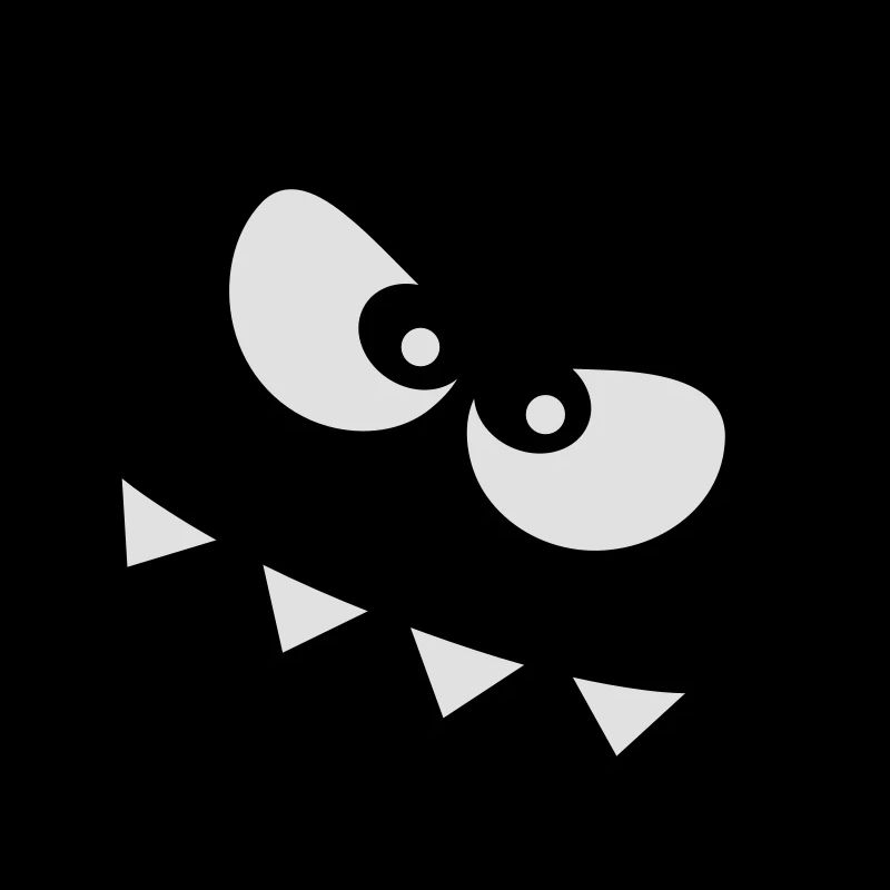 Evil Peeping Cartoon Monster Face Sharp Teeth