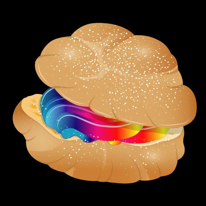 Illustration eines bunt gefüllten Windbeutel