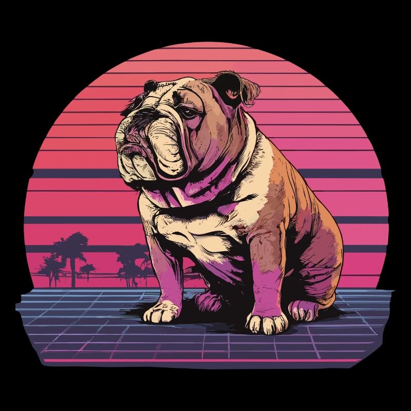 Bouledogue néon rétro