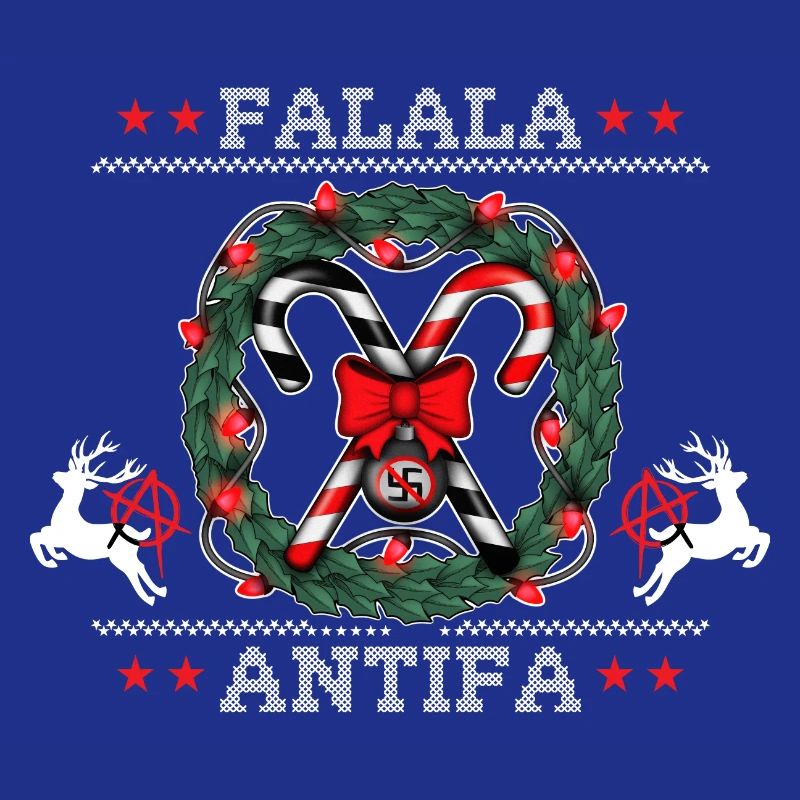 Pull de Noël moche : FALALA ANTIFA !