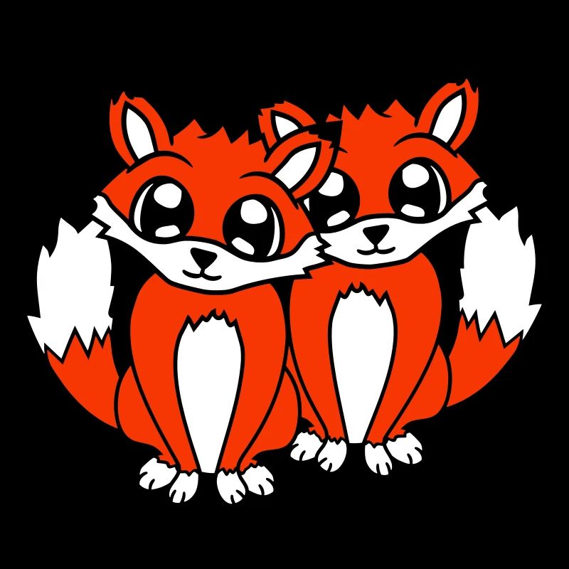 2 Amis Renards Roux Renard Deux Animaux Sauvages Équipe
