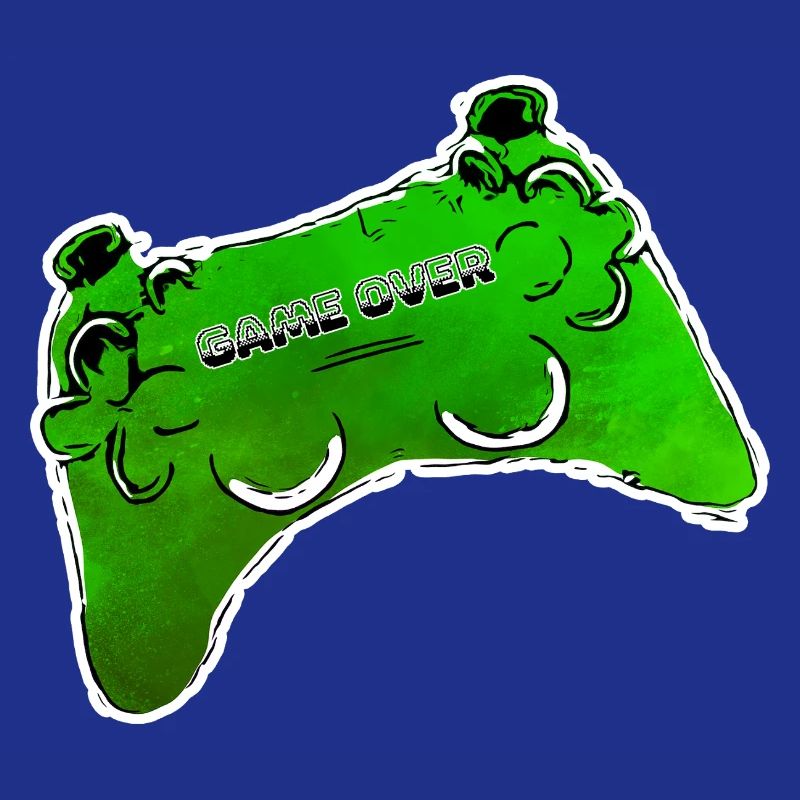 green comic controller with text GAME OVER
