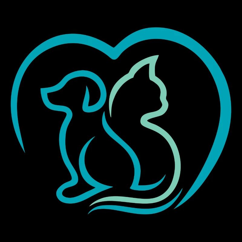 Blaue Katze und Hund.