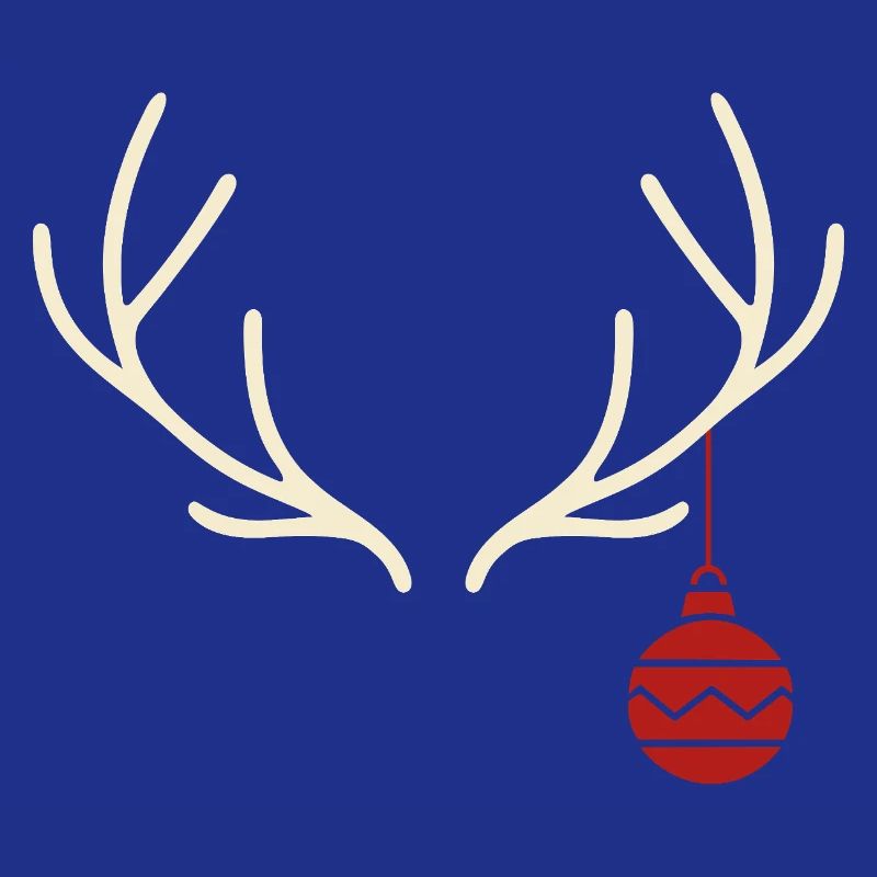 Geweih mit roter Weihnachtskugel – Yule Stil