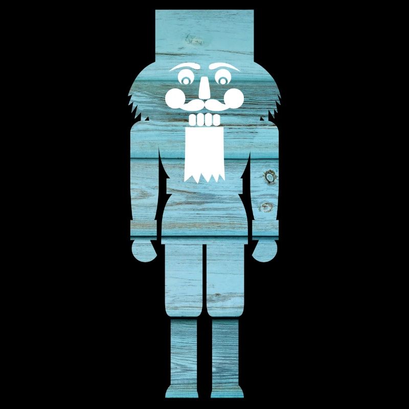 Nutcracker Wood Light Blue Grain Christmas