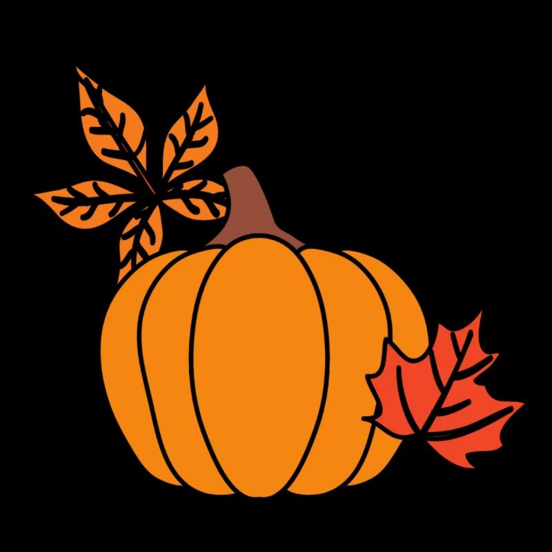 Herbstlicher Kürbis mit Blättern – Cozy Vibes