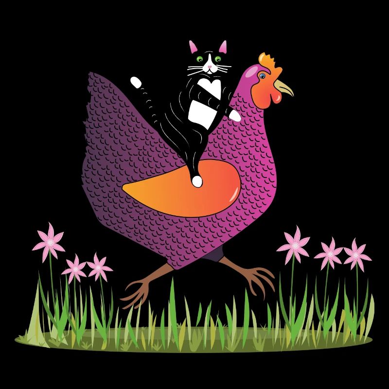 Hen Rider - Katze auf Huhn - Geschenkidee