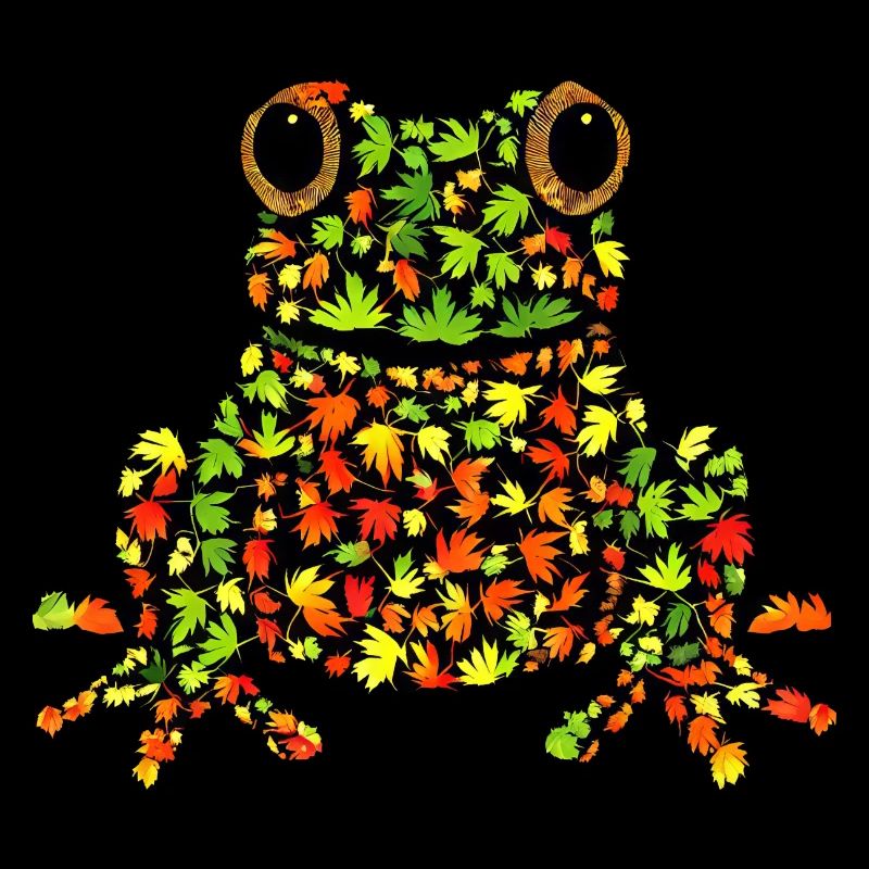 Herbstfrosch Bunte Blätter Herbstlich