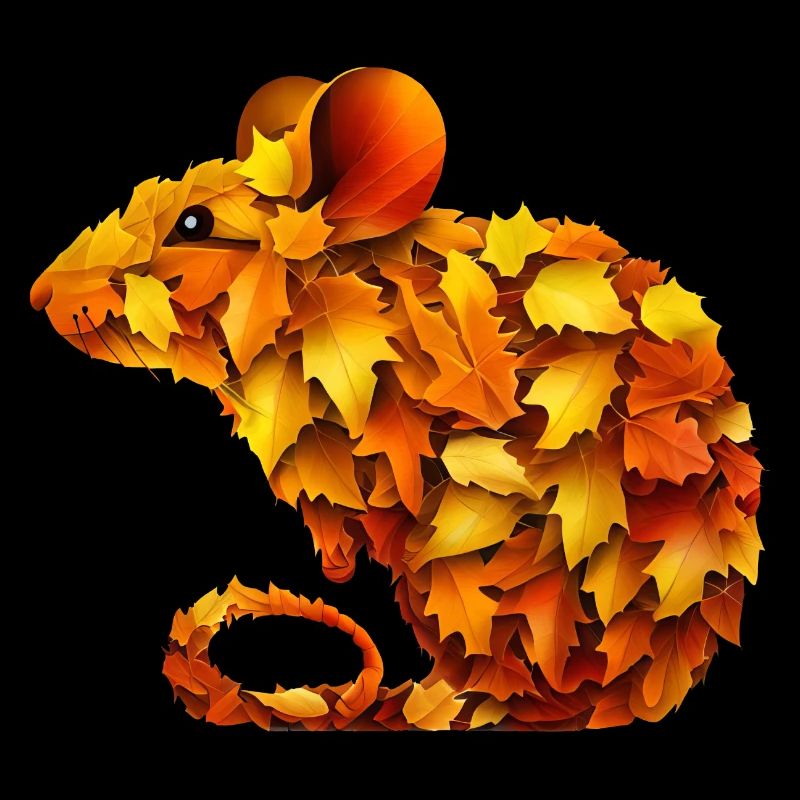 Süße Maus aus Herbst Blättern bunt