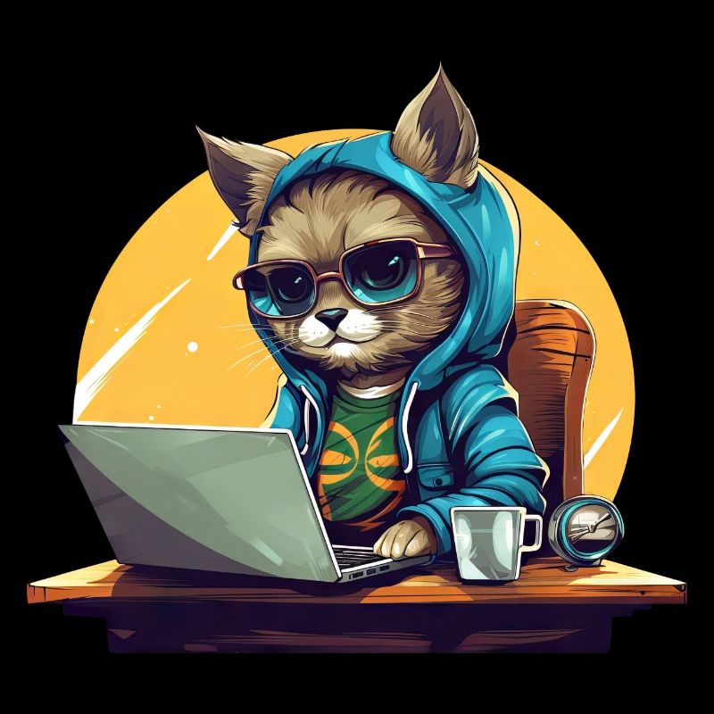 PDG de Cool Cat - Humeur de start-up avec ordinateur portable