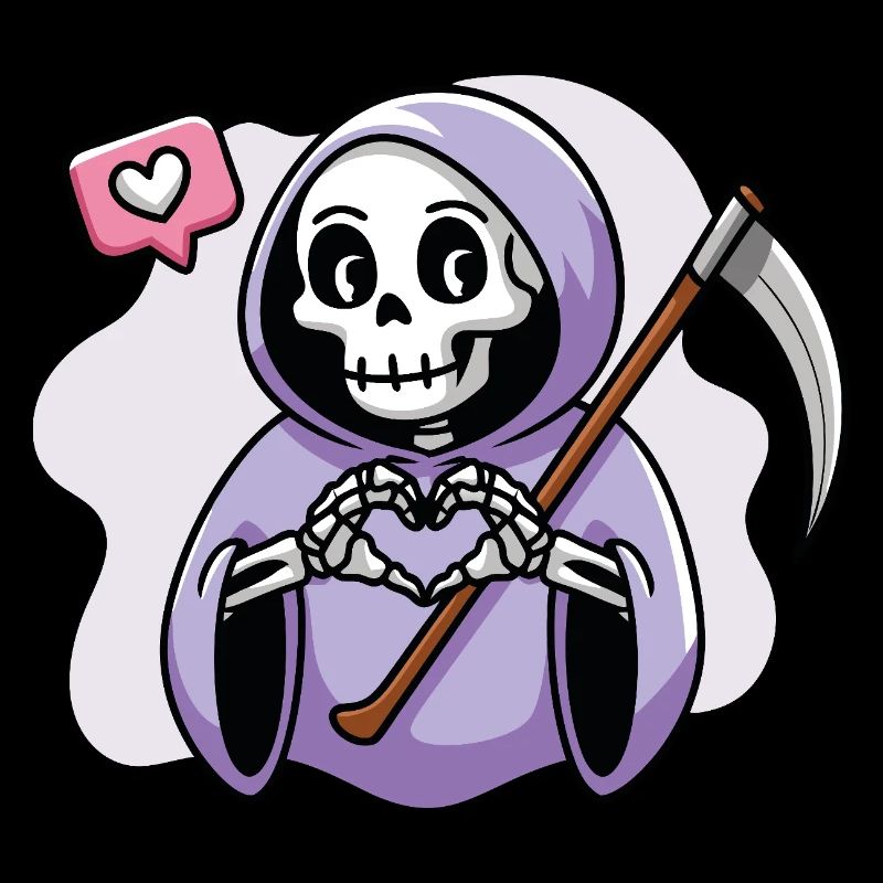 Cute Grim Reaper with Heart Hands