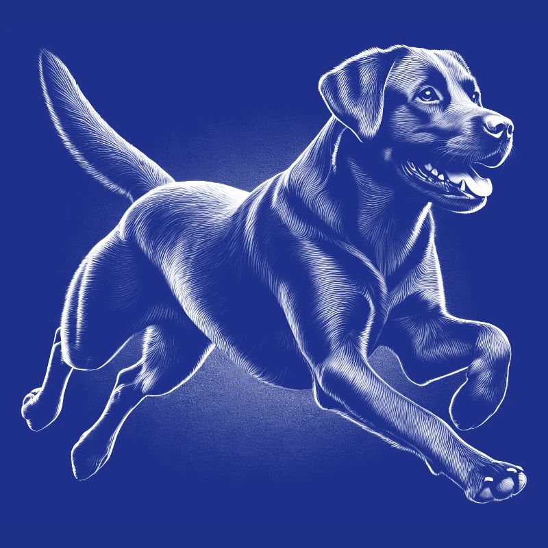 Labrador courant joyeux dans le style de dessin