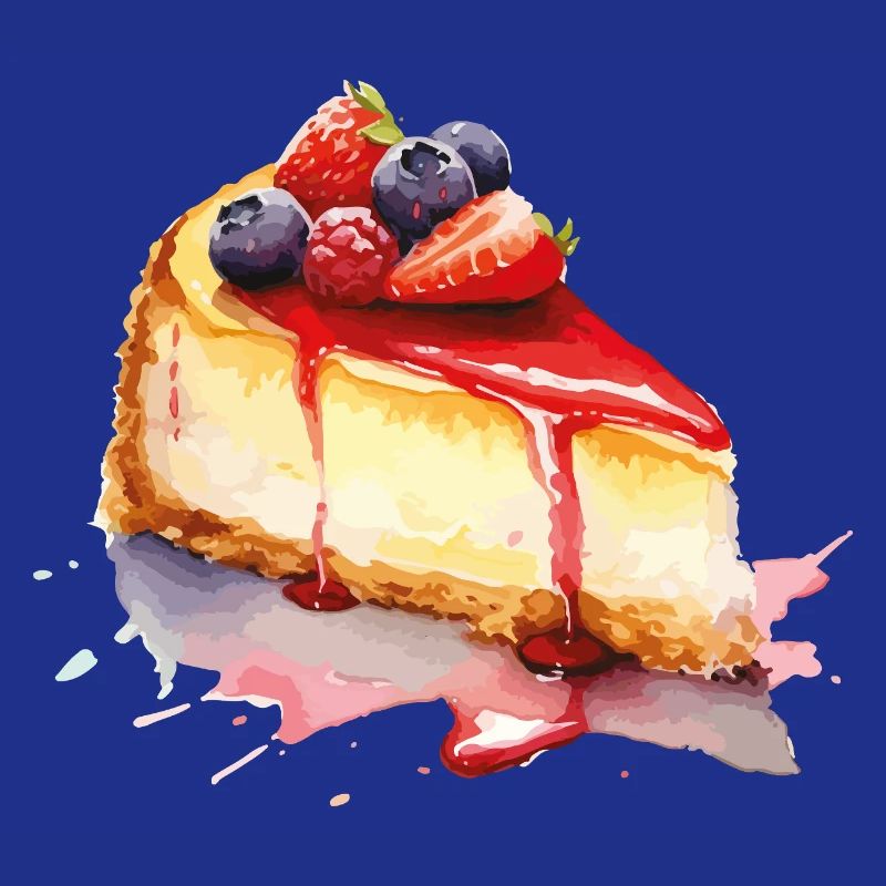 Cheesecake Watercolor Fruit Graphic