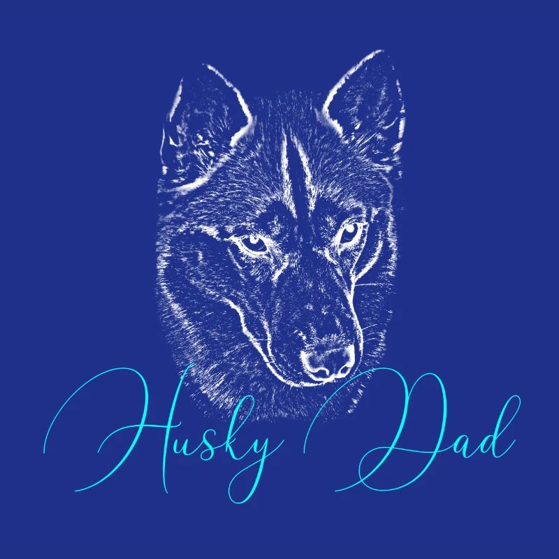 Husky Dad Silhouette Neon Script