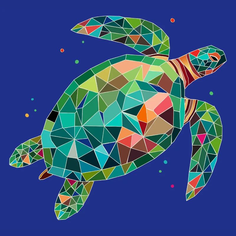 Tortue d’eau colorée - Conception de mer colorée